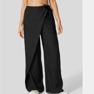 HALARA Black Wide-Leg Wrap Pants